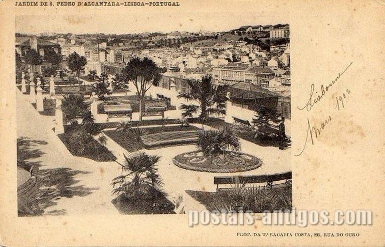 Bilhete postal de Lisboa : Jardim São Pedro de Alcântara - 9  | Portugal em postais antigos