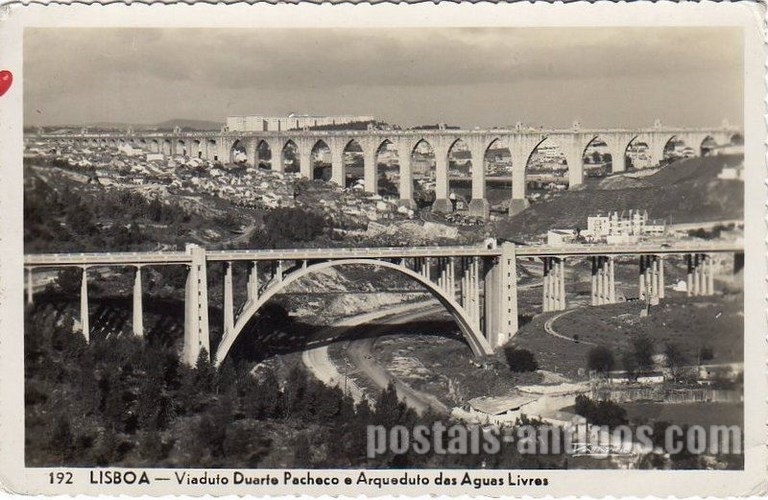 Bilhete postal ilustrado de Lisboa, Viaduto Duarte Pacheco | Portugal em postais antigos