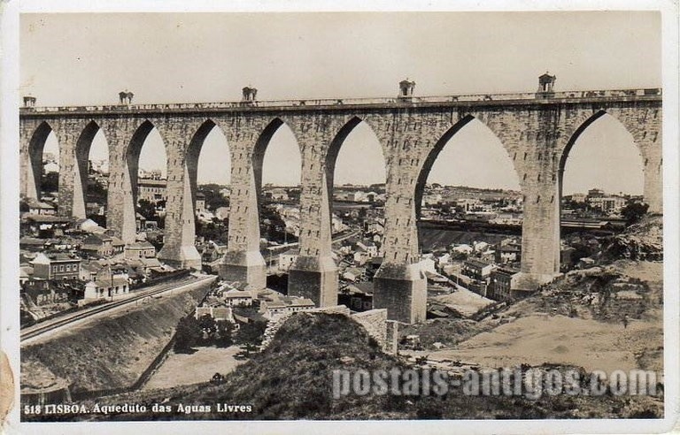 Bilhete postal ilustrado de Lisboa, Aqueduto das Águas Livres - 4 | Portugal em postais antigos