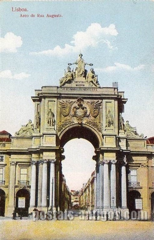 Bilhete postal ilustrado de Lisboa: Arco da Rua Augusta - 1 | Portugal em postais antigos