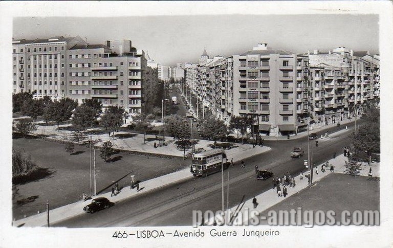 Bilhete postal ilustrado de Lisboa, ​Avenida Guerra Junqueiro | Portugal em postais antigos