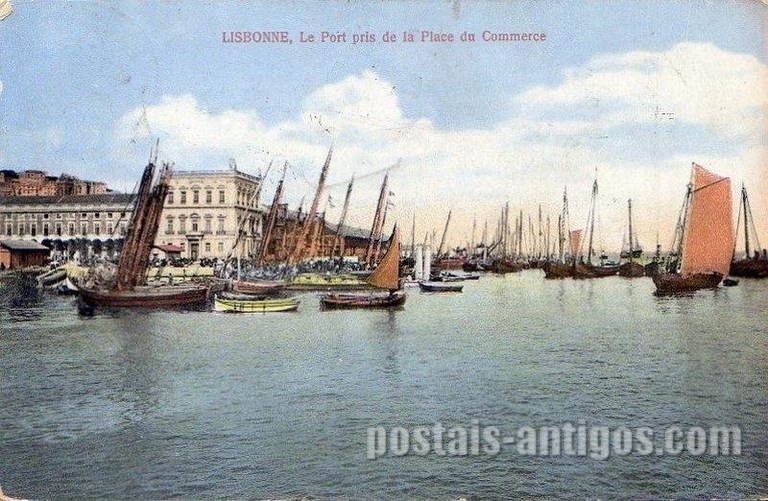 Bilhete postal ilustrado de Lisboa: Cais das Colunas | Portugal em postais antigos