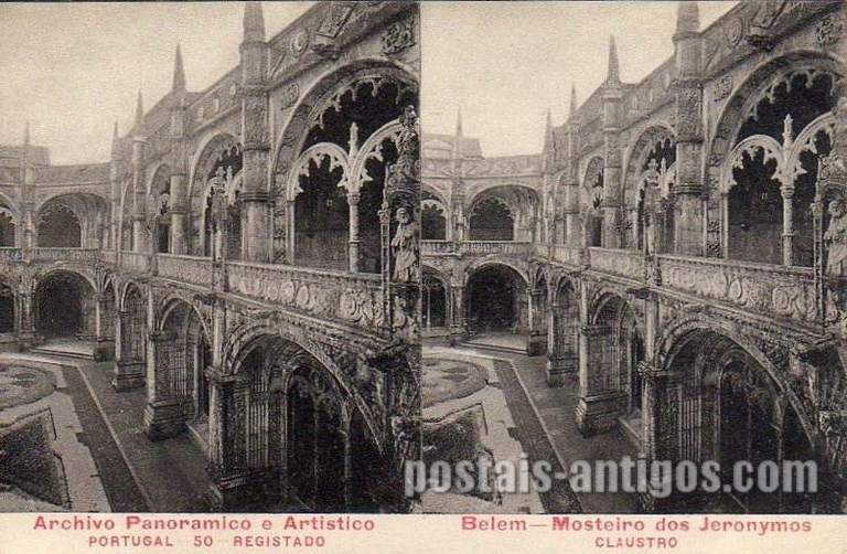 Bilhete postal de Lisboa, Portugal: Claustro exterior do Mosteiro dos Jerónimos. 2