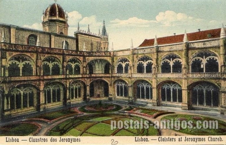 Bilhete postal de Lisboa, Portugal: Claustro exterior do Mosteiro dos Jerónimos - Belém. 4