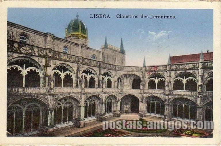 Bilhete postal de Lisboa, Portugal: Claustro exterior dos Jerónimos - Belém. 6 