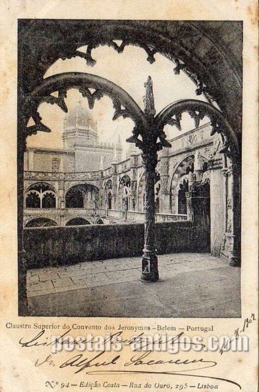 Bilhete postal de Lisboa, Portugal: Claustro superior do Mosteiro dos Jerónimos - Belém. 1