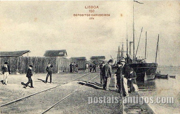 Bilhete postal ilustrado de Lisboa, Depósitos carvoeiros | Portugal em postais antigos