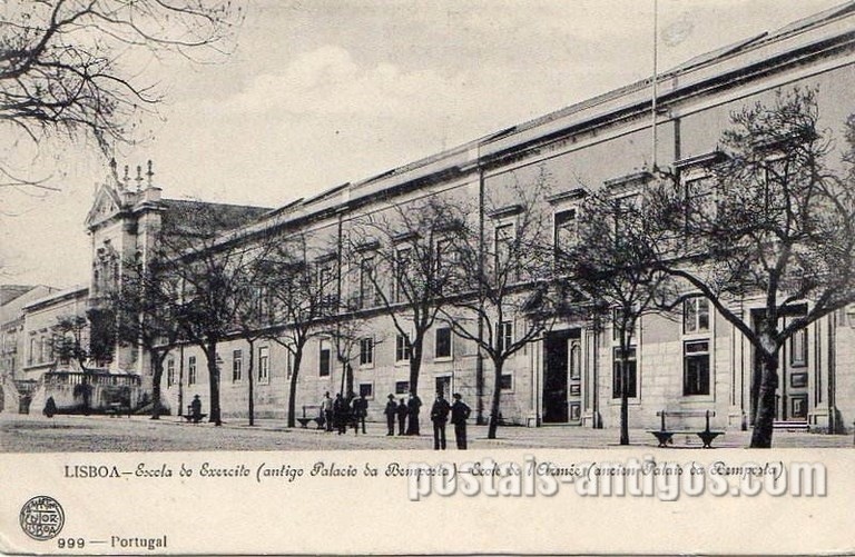 Bilhete postal ilustrado de Lisboa, Escola do Exército no antigo Palácio do Paço Real da Bemposta | Portugal em postais antigos