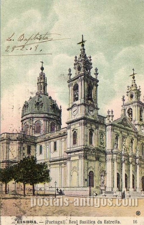 Bilhete postal ilustrado de Lisboa, Basílica da Estrela -1 | Portugal em postais antigos