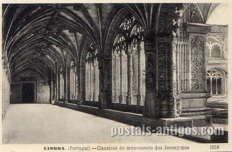 Bilhete postal de Lisboa, Portugal: Interior do Claustro do Mosteiro dos ​Jerónimos.