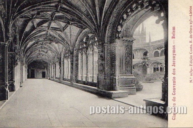 Bilhete postal de Lisboa, Portugal: Interior do Claustro do Mosteiro dos ​Jerónimos.