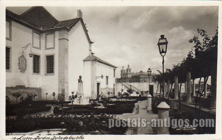 Bilhete postal ilustrado de Lisboa: Júlio de Castilho no Largo de Santa Luzia | Portugal em postais antigos