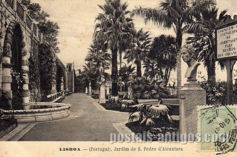 Bilhete postal de Lisboa : Jardim São Pedro de Alcântara -12  | Portugal em postais antigos