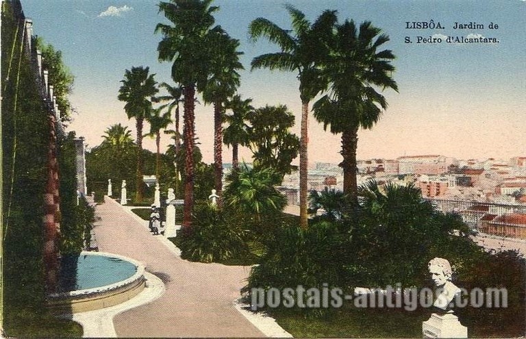 Bilhete postal de Lisboa : Jardim São Pedro de Alcântara - 19  | Portugal em postais antigos