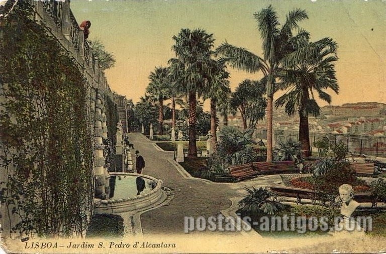Bilhete postal de Lisboa : Jardim São Pedro de Alcântara -14 | Portugal em postais antigos