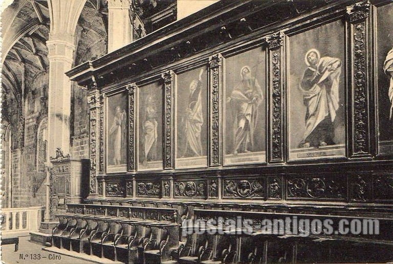 Bilhete postal de Lisboa, Portugal: Coro-alto na Igreja Santa Maria de Belém no Mosteiro dos Jerónimos.