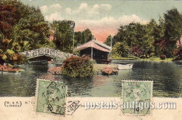 Bilhete postal ilustrado de Lisboa, Lago do Campo Grande | Portugal em postais antigos