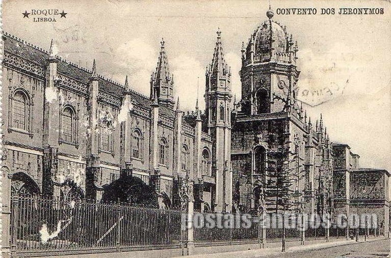 Bilhete postal de Lisboa, Portugal: Vista geral dos Mosteiro dos Jerónimos.