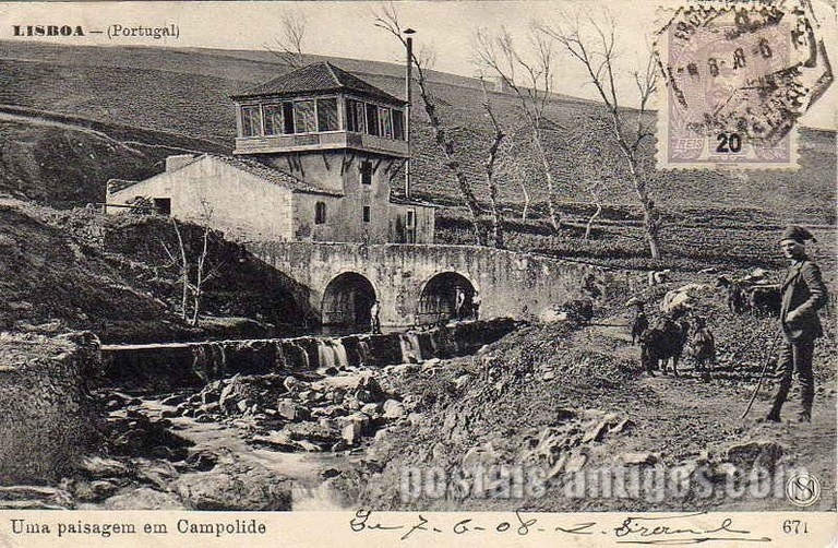 Bilhete postal ilustrado de Lisboa, Paisagem em Campolide - 1 | Portugal em postais antigos