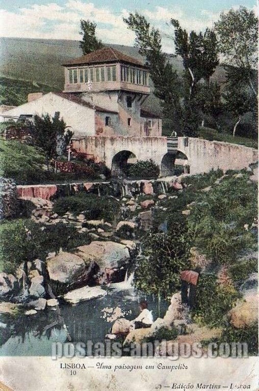 Bilhete postal ilustrado de Lisboa, Paisagem em Campolide - 2 | Portugal em postais antigos