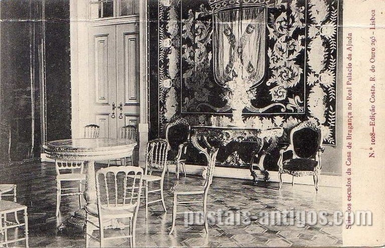 Bilhete postal ilustrado de Lisboa, Sala dos Escudos da Casa de Bragança no Palácio da Ajuda | Portugal em postais antigos