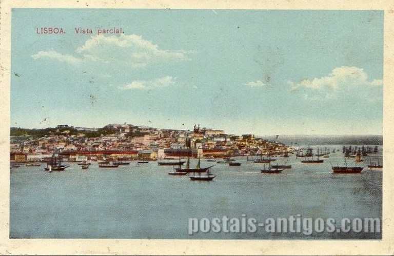 Bilhete postal ilustrado de Lisboa: Vista parcial | Portugal em postais antigos