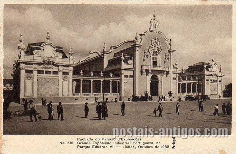Bilhete postal ilustrado da Grande Exposição Industrial Portuguesa no Parque Eduardo VII, Lisboa, em 1932 | Portugal em postais antigos