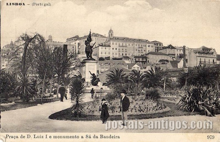 Bilhete postal de Lisboa: Praça Dom Luís I - 2  | Portugal em postais antigos