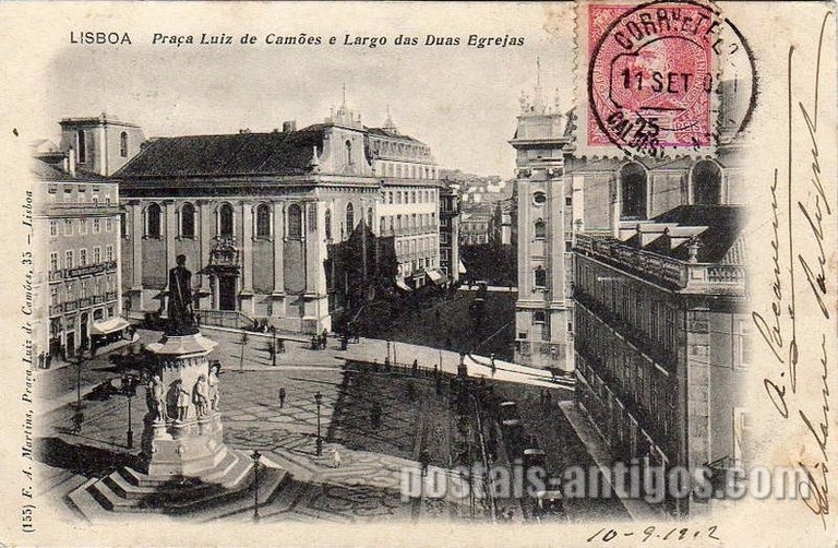 Bilhete postal de Lisboa : Largo das duas Igrejas  | Portugal em postais antigos