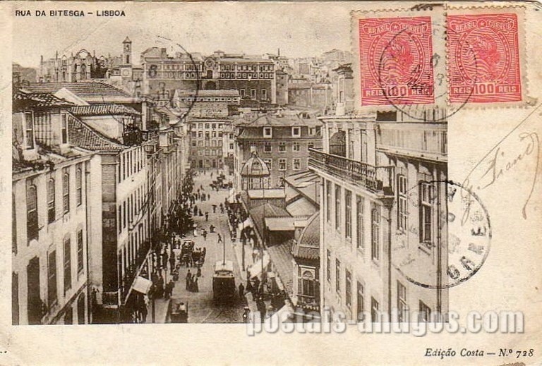 Bilhete postal antigo de Lisboa: Rua Betesga | Portugal em postais antigos