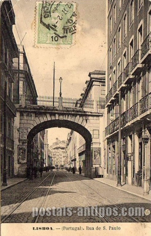 Bilhete postal de Lisboa: Rua de São Paulo  | Portugal em postais antigos
