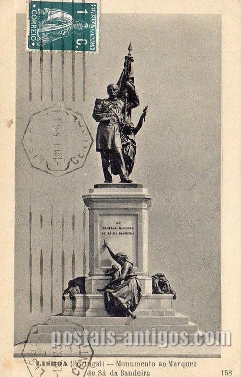 Bilhete postal de Lisboa : Monumento Sá da Bandeira  | Portugal em postais antigos