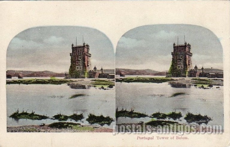Bilhete postal antigo de Lisboa , Portugal: Torre de Bélem - 13