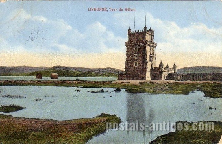 Bilhete postal antigo de Lisboa , Portugal: Torre de Bélem - 14