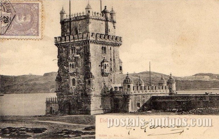 Bilhete postal antigo de Lisboa , Portugal: Torre de Bélem - 09