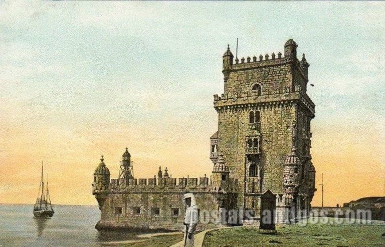 Bilhete postal antigo de Lisboa , Portugal: Torre de Bélem - 90