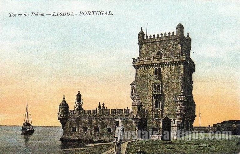 Bilhete postal antigo de Lisboa , Portugal: Torre de Bélem - 91