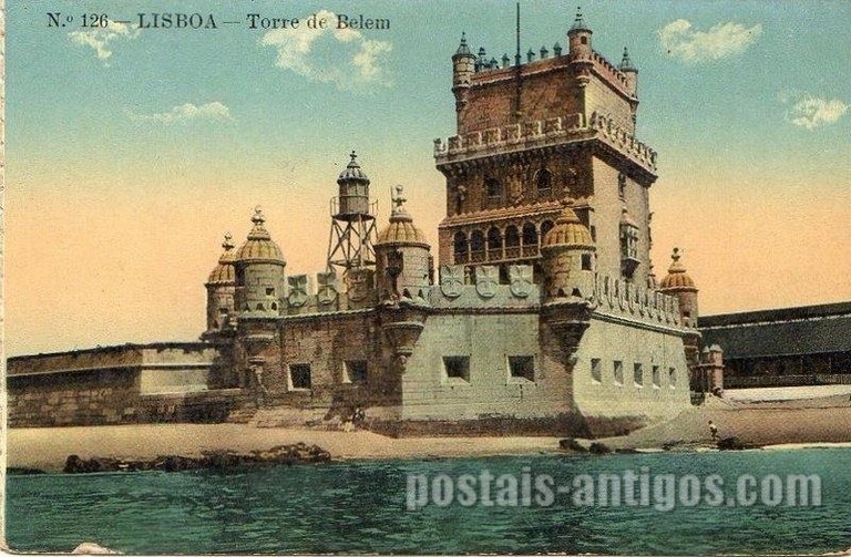 Bilhete postal antigo de Lisboa , Portugal: Torre de Bélem - 93