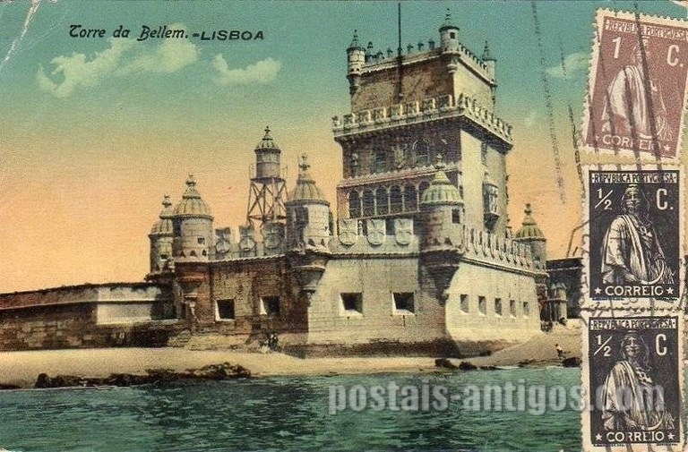 Bilhete postal antigo de Lisboa , Portugal: Torre de Bélem - 95