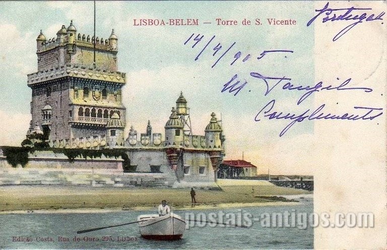 Bilhete postal antigo de Lisboa , Portugal: Torre de Bélem - 28