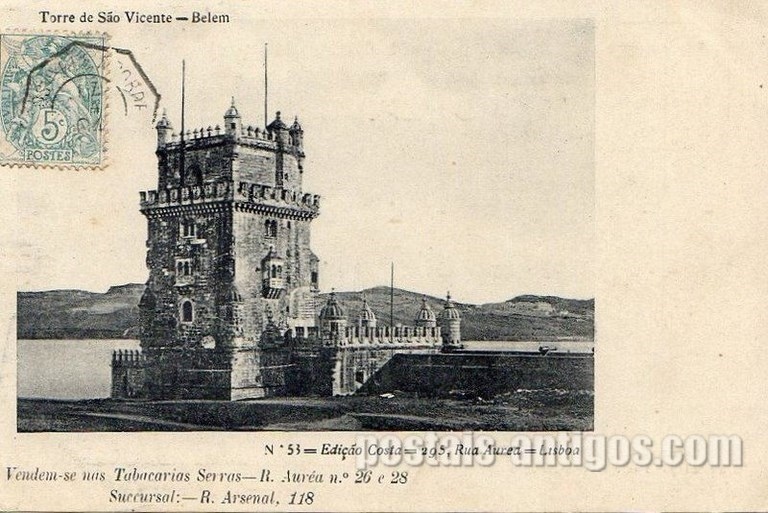 Bilhete postal antigo de Lisboa , Portugal: Torre de Bélem - 30