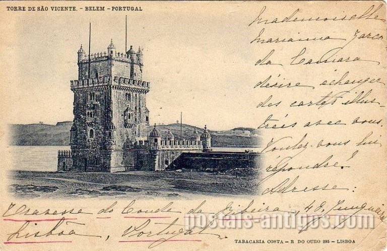 Bilhete postal antigo de Lisboa , Portugal: Torre de Bélem - 24