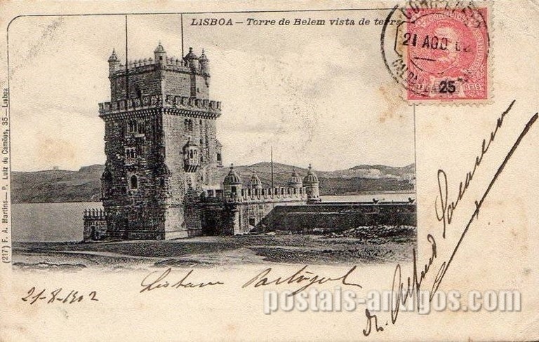 Bilhete postal antigo de Lisboa , Portugal: Torre de Bélem - 50