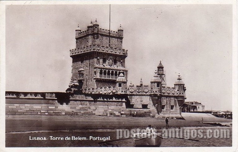 Bilhete postal antigo de Lisboa , Portugal: Torre de Bélem - 111