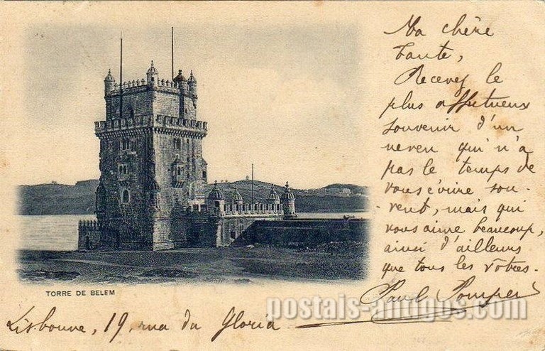 Bilhete postal antigo de Lisboa , Portugal: Torre de Bélem - 05