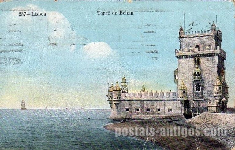 Bilhete postal antigo de Lisboa , Portugal: Torre de Bélem - 77