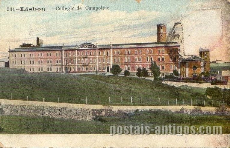 Bilhete postal ilustrado de Lisboa, Colégio de Campolide | Portugal em postais antigos