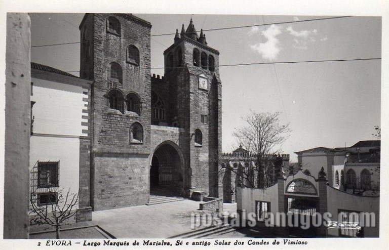 Bilhete postal do Largo Marquês Marialva, Évora | Portugal em postais antigos