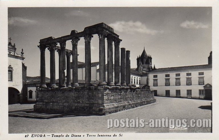 Bilhete postal do Templo Romano de Diana, Évora | Portugal em postais antigos
