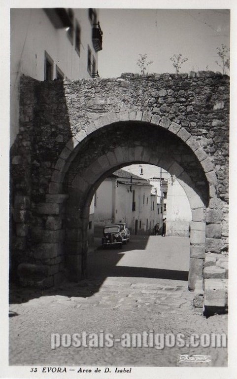 Bilhete postal do Arco de Dona Isabel, Évora | Portugal em postais antigos